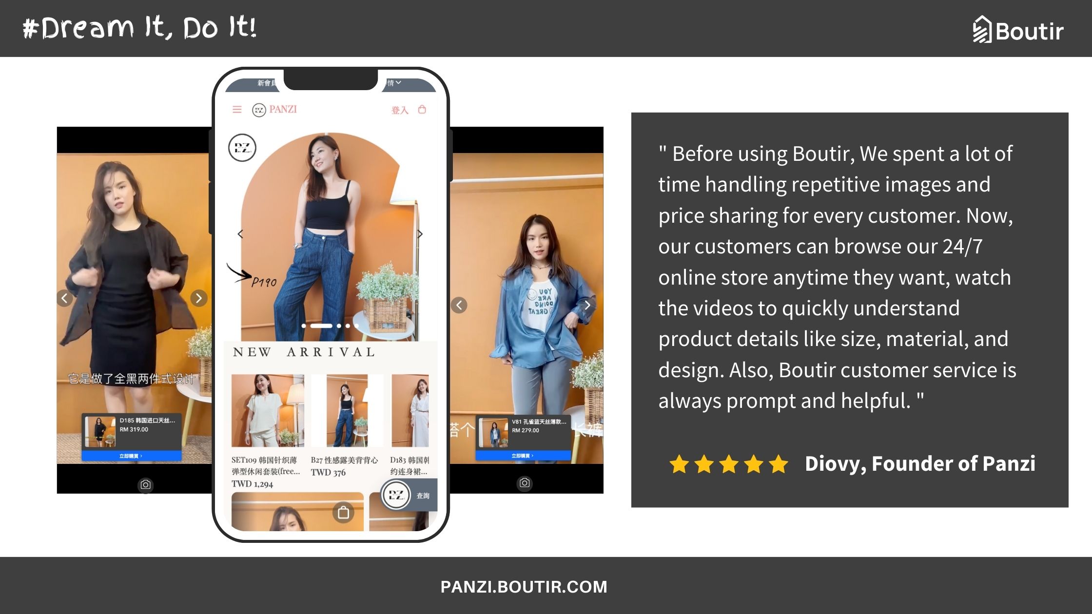 PANZI Video-Centric eCommerce website on Boutir.